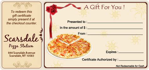 Delicious Pizza Gift Certificate Templates