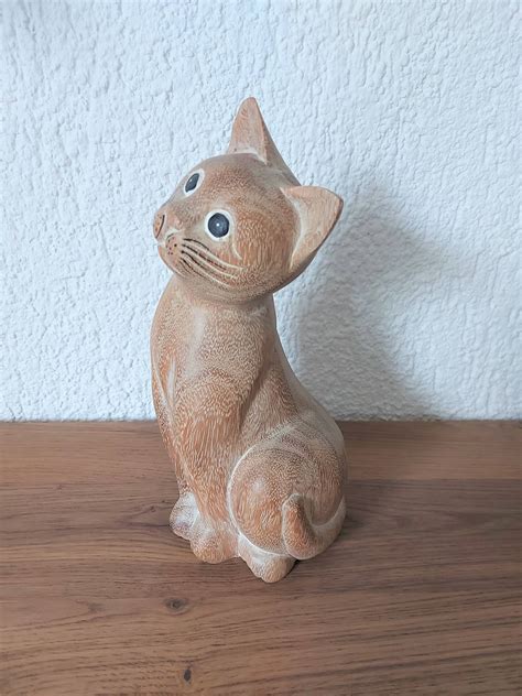 Katze Aus Holz Mit Lieblichem Blick Boutique Chats D Oeuvre