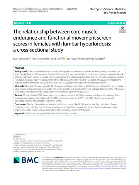 PDF The Relationship Between Core Muscle Endurance And Functional