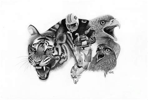 Auburn Tigers War Eagle Drawing by Bryan Knudsen - Fine Art America