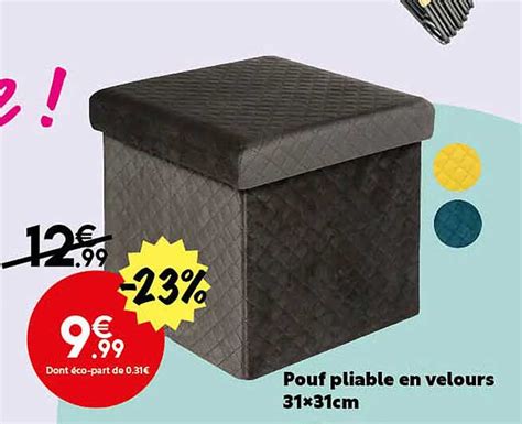 Promo Pouf Pliable En Velours X Cm Chez Maxi Bazar Icatalogue Fr