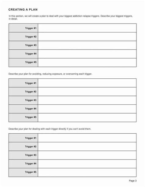 Printable Relapse Prevention Worksheets