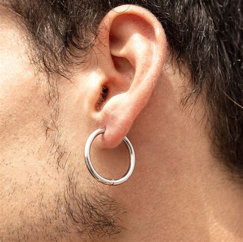 Mens Silver Hoop Earrings Hoop Earrings Men Large Mens Earrings 25mm Gold Hoop Earrings Mens