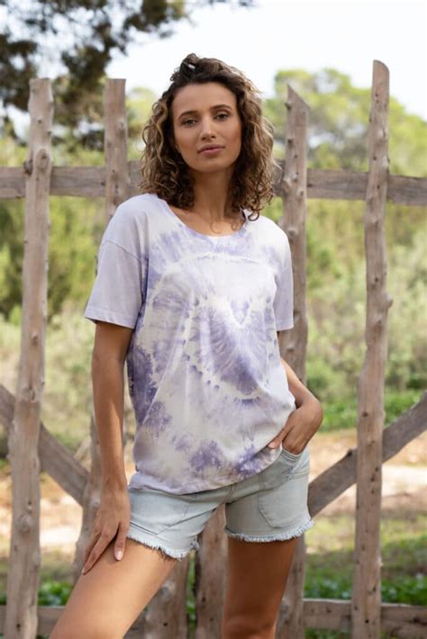 Short Sleeve T Shirt Tie Dye Heart Purple Isla Ibiza Bonita