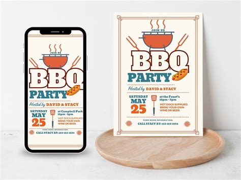 Bbq Invitations Template Editable Download Bbq Invite Digital Canva