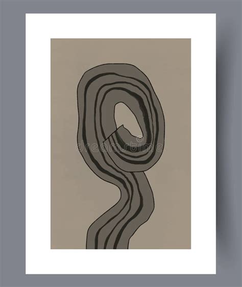 Abstract Minimalism Tortuous Line Wall Art Print Stock Vector