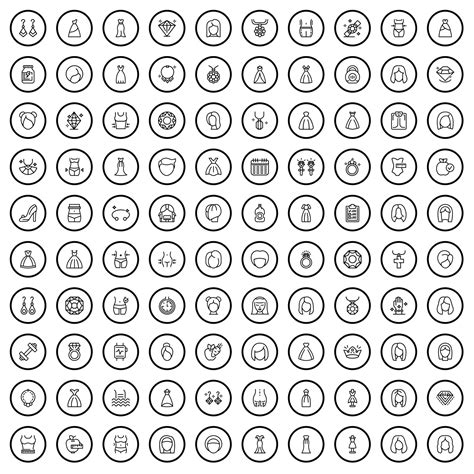 100 Woman Icons Set Outline Style 21414425 Vector Art At Vecteezy