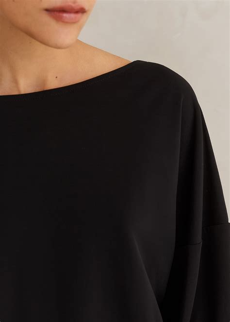 Fluid Crepe Balloon Sleeve Box Top Black