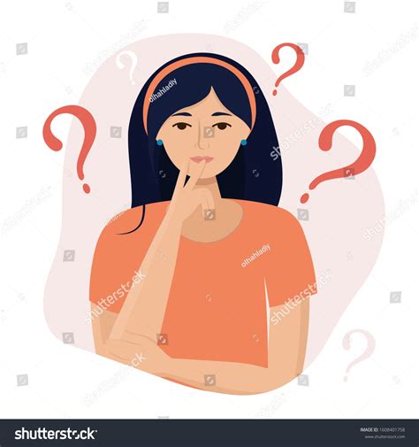 Thinking Woman Question Marks Flat Cartoon 库存矢量图（免版税）1608401758 Shutterstock