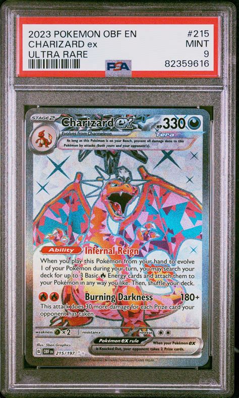 2023 Pokemon Obf En-obsidian Flames 215 Charizard Ex Ultra Rare PSA 9 ...