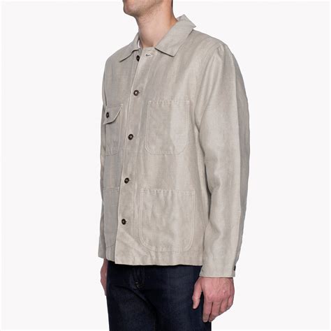 Chore Coat Raw Linen Denim Natural Naked Famous Denim