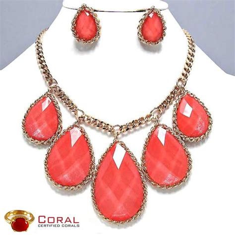 This Glamorous Coral Necklace With Earrings Will Enhance Your Beauty To