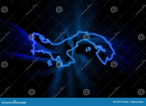 Mapa Brillante De Panam Mapa De Esquema Azul Moderno Stock De