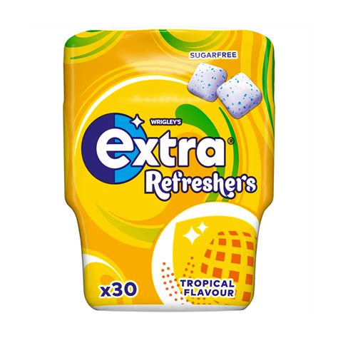 Extra Refreshers Tropical Flavour Sugarfree Chewing Gum Bottle 30