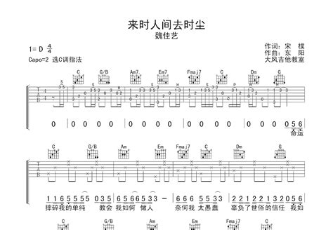 来时人间去时尘吉他谱 魏佳艺 C调弹唱83 专辑版 吉他世界