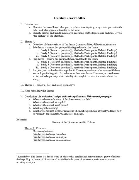 Literature Review Outline Lecture Notes Literature Docsity