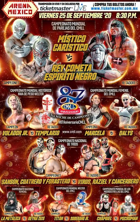 Resultados 87 Aniversario Cmll Cmll La Mejor Lucha Libre Del Mundo