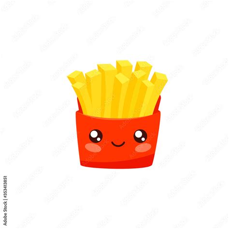 Cute kawaii fries icon. Clipart image isolated on white background Stock Vector | Adobe Stock