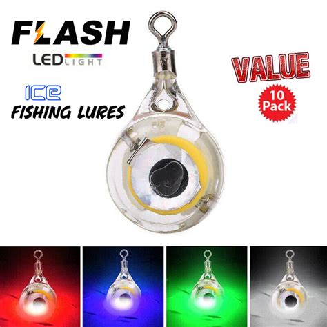 Flash Ice Fishing Mini Teardrop Led Blinking Lures Value 10 Pack