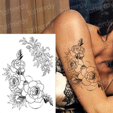 Tattoo Sticker Waterproof Tattoo Body Art Black Flower Tattoos For