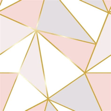 Papel De Parede Zara Rosa Gold Geometrico Tracos Dourados Elo7