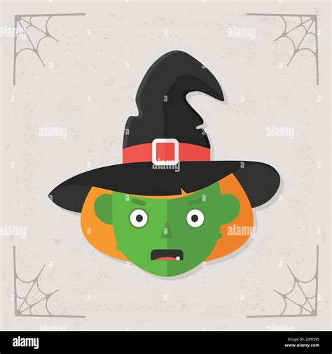 Witch Face Icon Witch Wearing Hat Halloween Illustration Isolated On