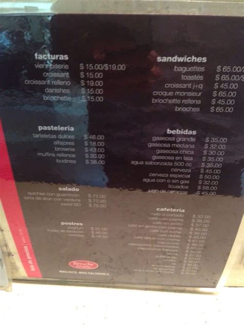 Menu at Brioche Doree desserts, Moreno