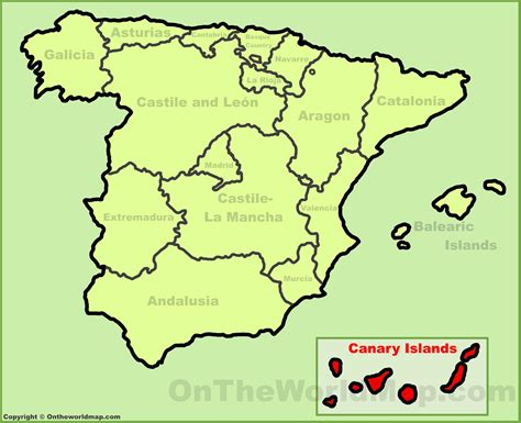 Canary Islands location on the Spain map - Ontheworldmap.com