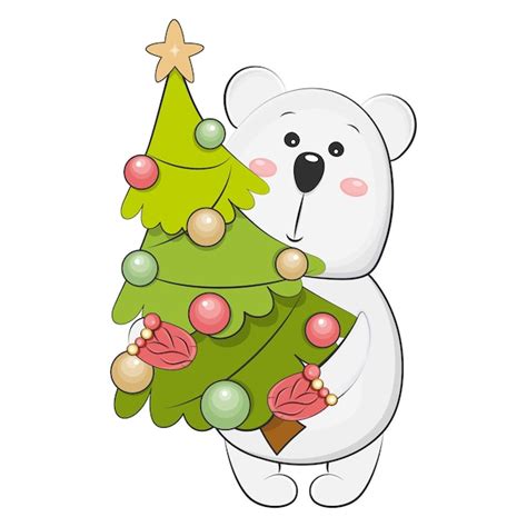 Premium Vector Cute Cartoon Polar Bear For Christmas Vector