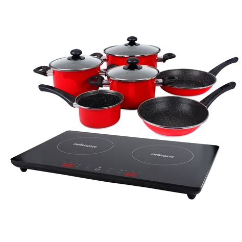 Pack 10 Piece Black Induction Cooker And Pot Set 3000W Capri Shopcentre