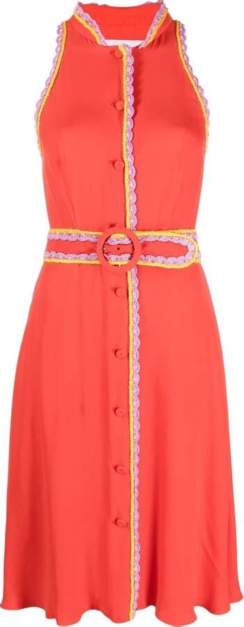 Moschino Contrast Stitch Belted Midi Dress Shopstyle