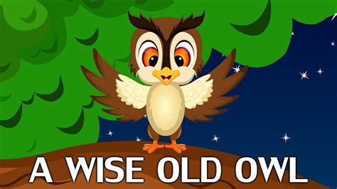 An Owl Sitting On Top Of A Tree Branch With The Words Wise Old Owl Above It