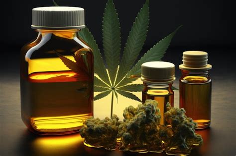 Premium AI Image | Cannabis and jars of cannabis oil extract