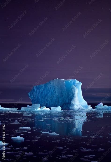 Arctic Landscape Iceberg At Night Greenland And Antarctica Ice