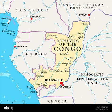 Repubblica Del Congo Mappa Politico Foto Stock Alamy