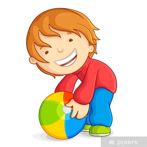 Fotomural Ilustración vectorial de niños jugando con pelota de playa