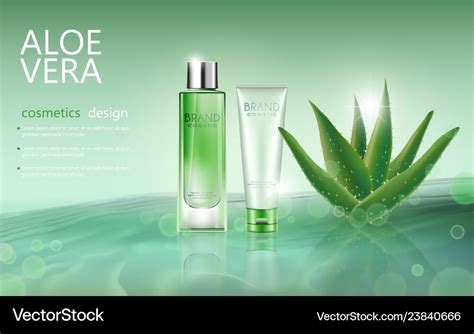 Bottle Aloe Vera Cosmetic Mockup On Blue Vector Image