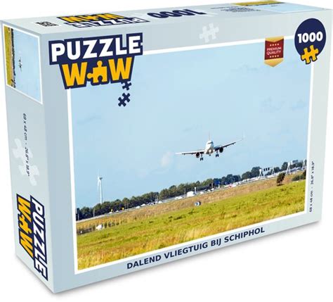 Puzzel Dalend Vliegtuig Bij Schiphol Legpuzzel Puzzel Stukjes