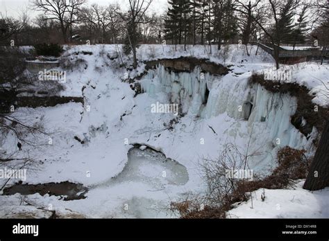 Minnehaha falls, frozen in winter Stock Photo - Alamy