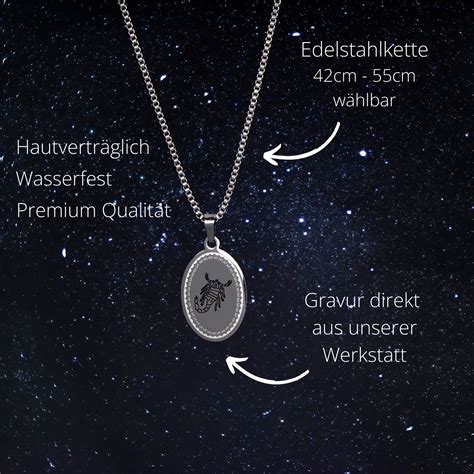 Sternzeichen Kette Edelstahl Mit Tierkreis Horoskop Sternbild Zodiac