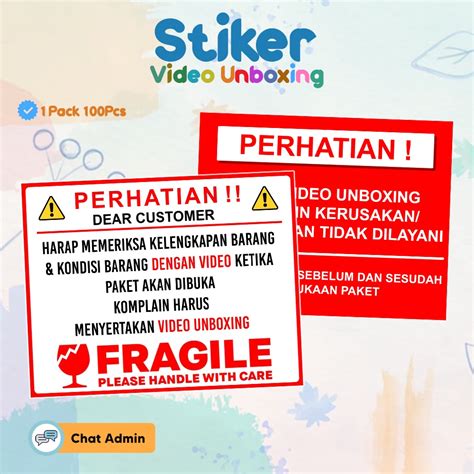 Jual 𝐁𝐈𝐒𝐀𝐂𝐎𝐃 Sticker Unboxing Pengiriman Stiker Fragile Wajib Video