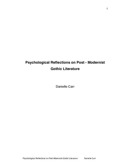 Pdf Psychological Reflections On Post Modernist Gothic Literature