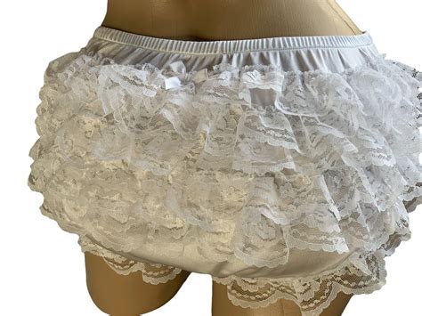 White Nylon Tricot Adult Sissy Ruffle Panties Fetish Cosplay Etsy