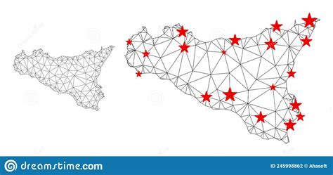 Sicilia Network Map Vector Illustration Cartoondealer