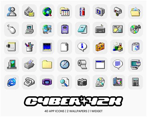 Cyber Y2K App Icon Pack Windows Icons Winamp Widget Etsy Ireland