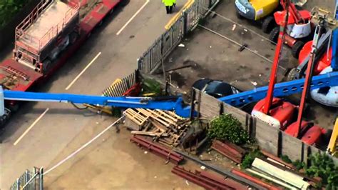 Man Killed As Crane Falls On Motorway Verge Youtube