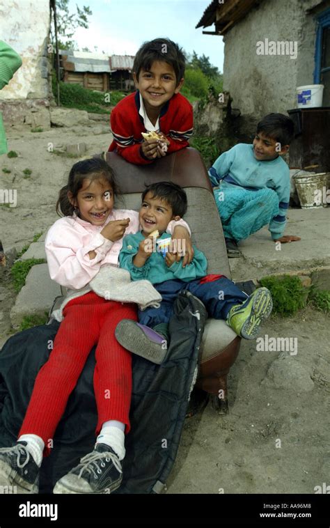 Roma Children On A Roma Gypsy Site Near Kosice Slovakia In 2004 Stock