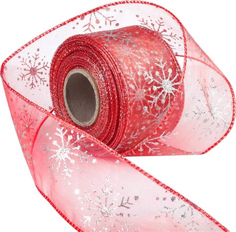 Amazon Livder 2 5 Inch Wide Christmas Wired Ribbon Snowflake