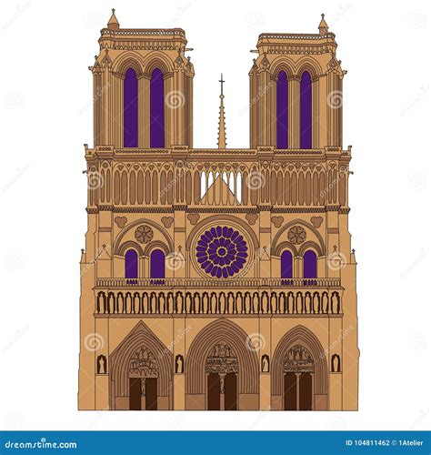 Illustration De Notre Dame De Paris Cathedral Illustration De Vecteur