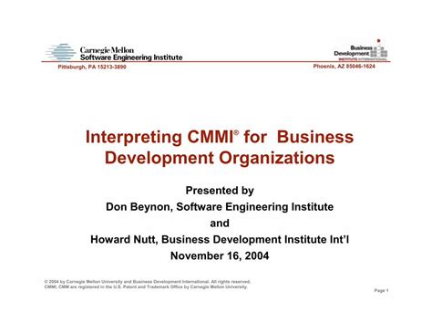 Pdf Interpreting Cmmi For Business Development© 2004 By Carnegie